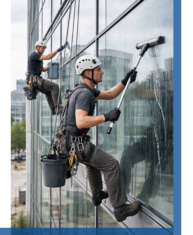 Мойка витражей альпинистами в Реже от 767 р. под ключ|ВЫСОТНИК-Реж