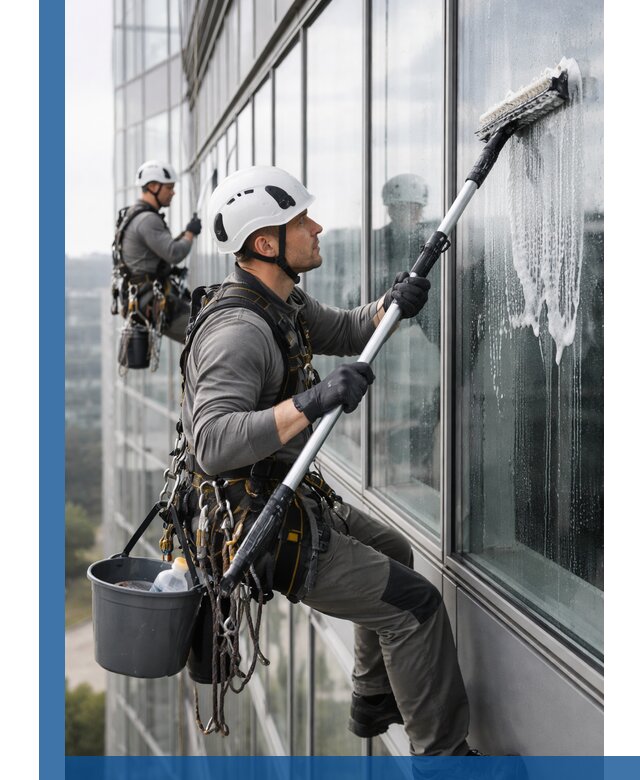 Высотная мойка сплошного остекления с выездом в Реже