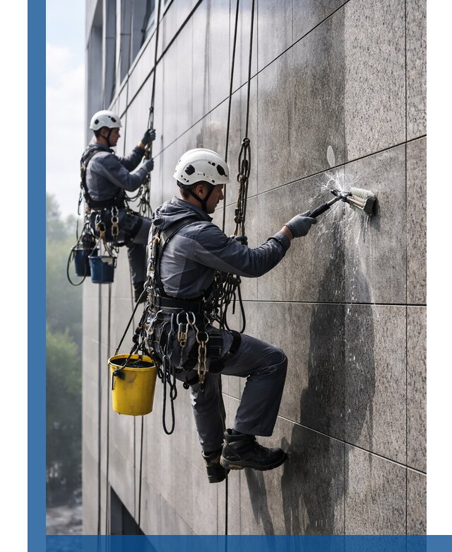 Профессиональная мойка фасада из керамогранита в Реже