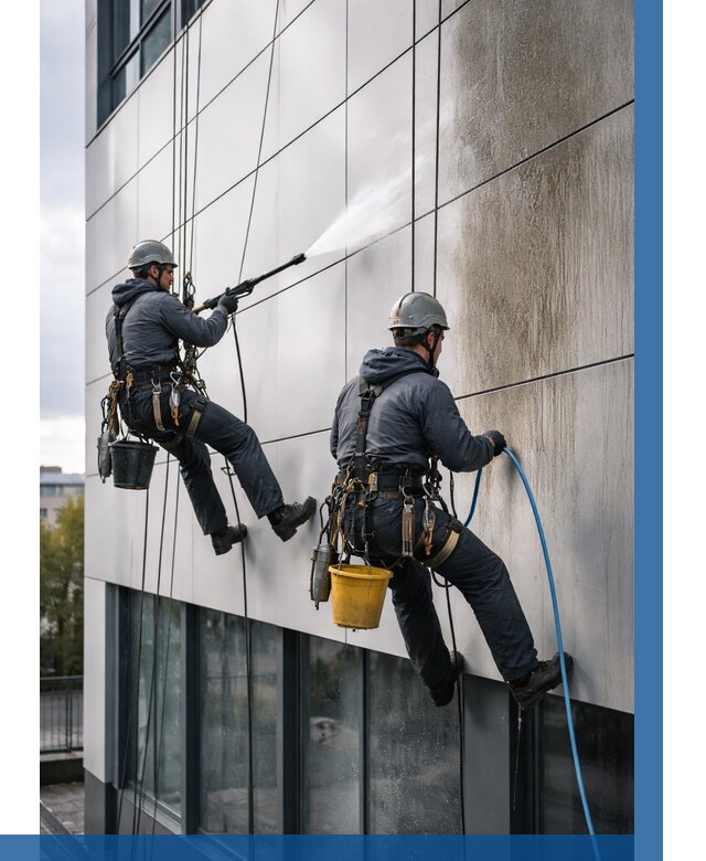 Мойка фасада из композита в Реже по цене от 329 р. | ВЫСОТНИК-Реж