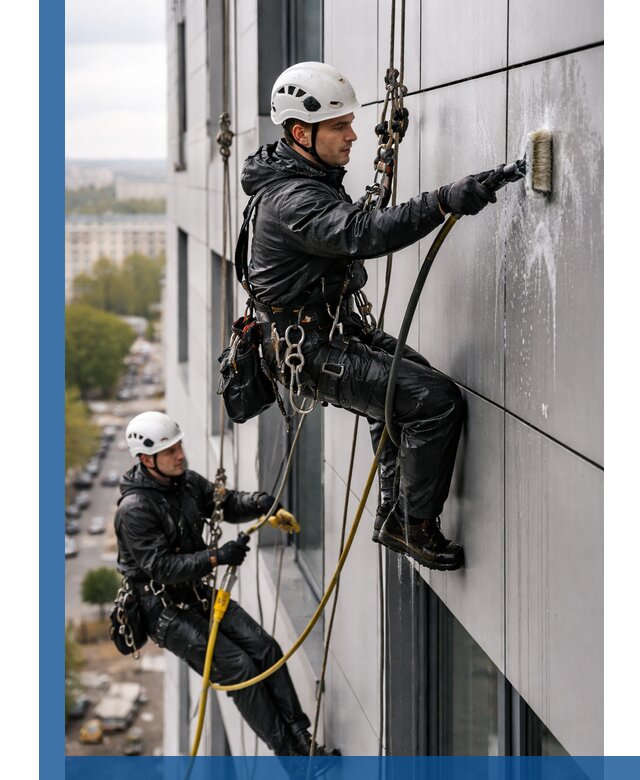 Профессиональная мойка фасада из композита в Реже