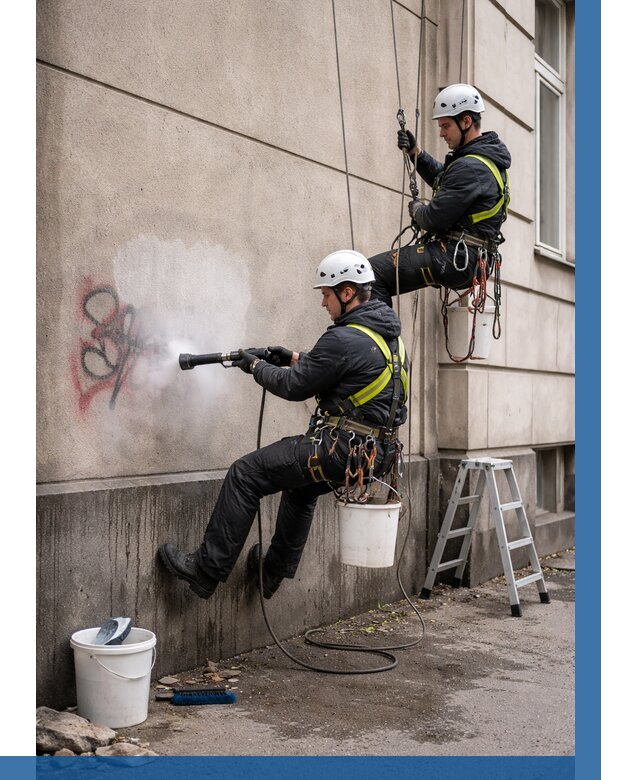 Удаление граффити с фасада в Реже от 4929 р. | ВЫСОТНИК-Реж