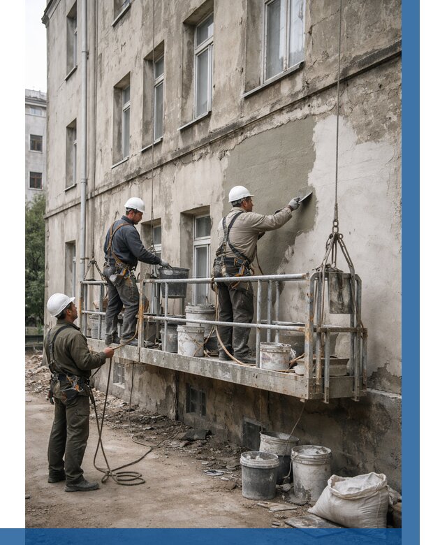 Капитальный ремонт фасада в Реже от 4600 р. | ВЫСОТНИК-Реж