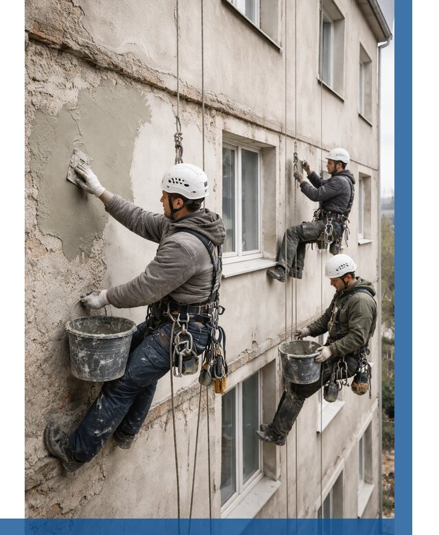 Ремонт штукатурного фасада в Реже от 821 р. под ключ | ВЫСОТНИК-Реж