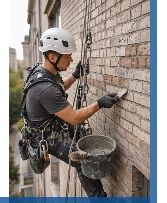 Ремонт кирпичной кладки фасада в Реже от 1972 р. | ВЫСОТНИК-Реж