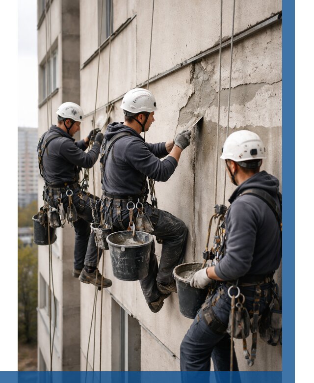 Ремонт бетонных элементов фасада в Реже от 2738 р. | ВЫСОТНИК-Реж