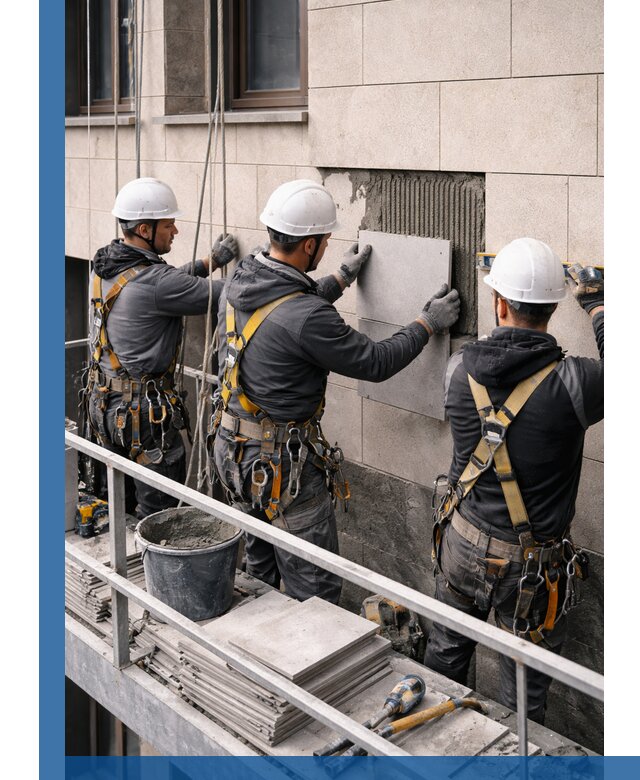 Ремонт облицовки фасада плиткой в Реже с гарантией