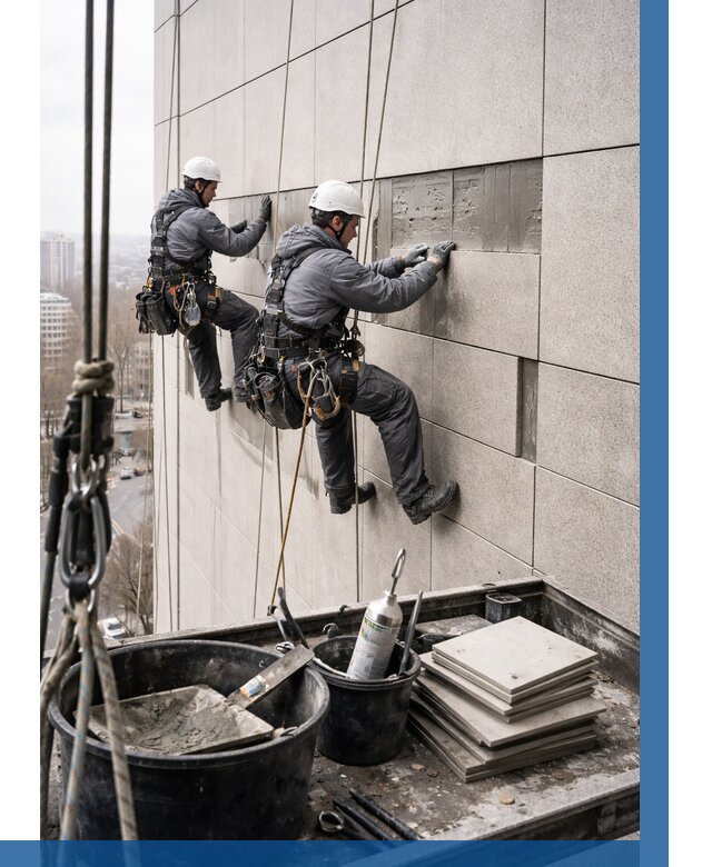 Ремонт фасада из керамогранита в Реже от 2738 р. | ВЫСОТНИК-Реж