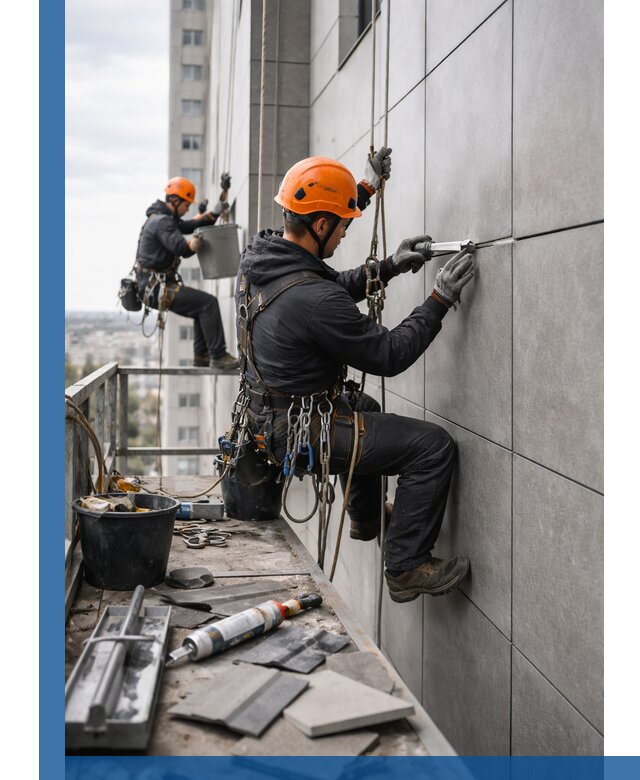 Профессиональный ремонт фасада из керамогранита в Реже