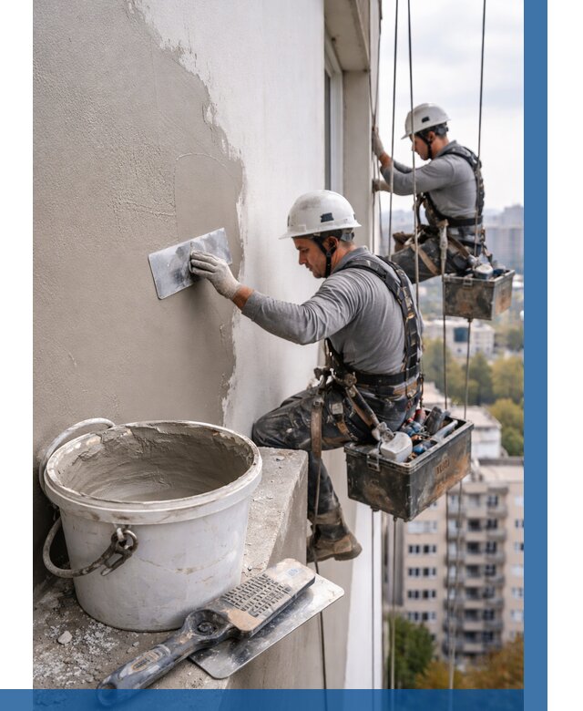 Шпаклевка фасада на высоте в Реже от 767 р. | ВЫСОТНИК-Реж