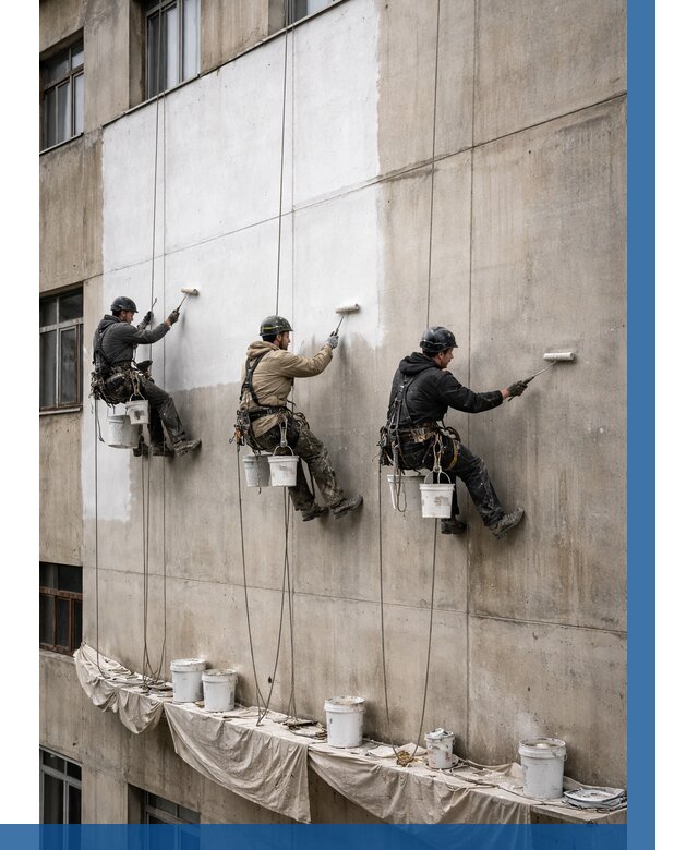 Покраска бетонного фасада в Реже от 383 р за м2 | ВЫСОТНИК-Реж