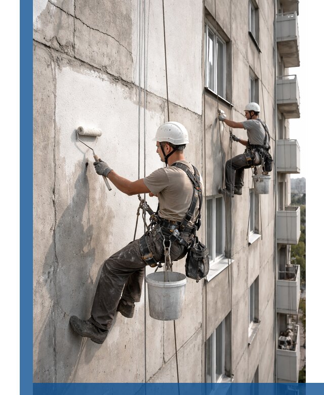 Покраска бетонного фасада в Реже для жилых и промышленных объектов