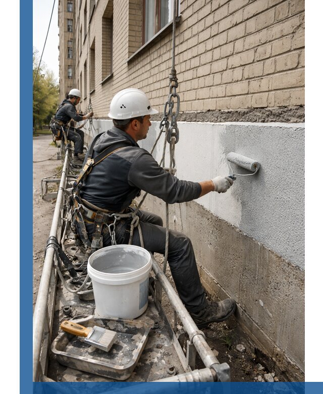 Окраска цоколя здания в Реже профессионально и надежно