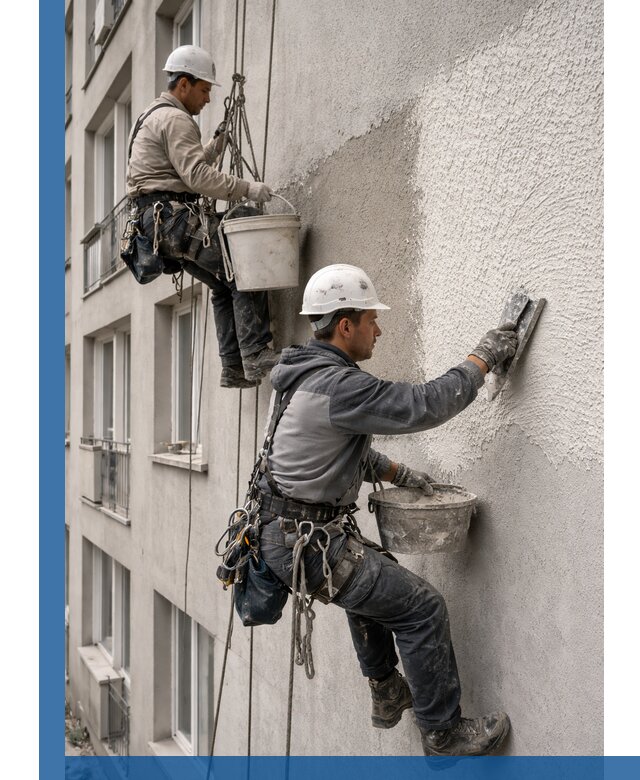 Нанесение декоративной штукатурки короед на фасад в Реже