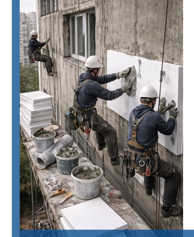 Утепление фасада пенополистиролом в Реже под ключ