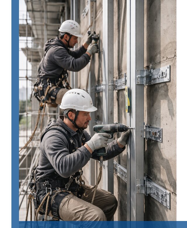 Монтаж и крепление подсистемы вентфасада в Реже