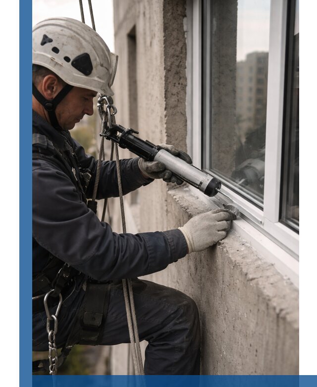 Герметизация оконных швов снаружи в Реже профессионально