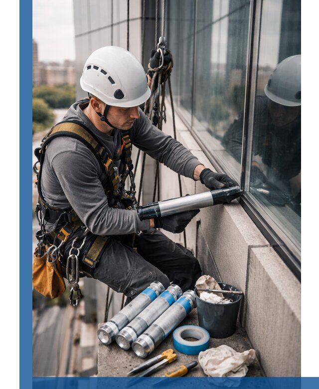 Герметизация стыков витража в Реже для герметичных фасадов