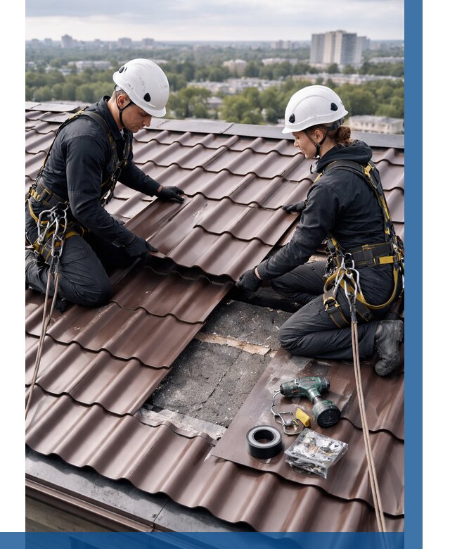 Ремонт металлочерепицы на крыше в Реже от 986 р. | ВЫСОТНИК-Реж