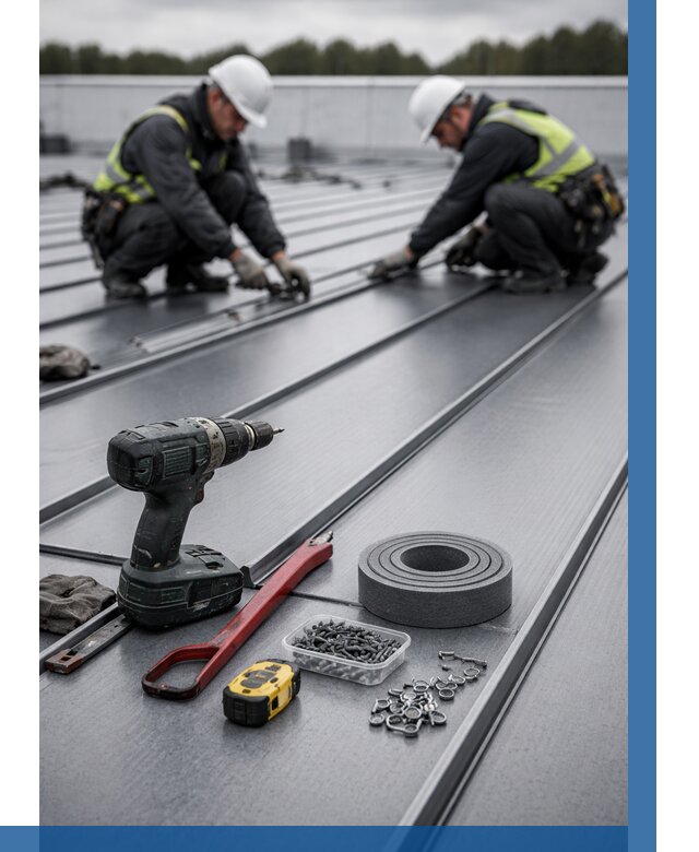 Монтаж фальцевой кровли в Реже от 1972 р. | ВЫСОТНИК-Реж