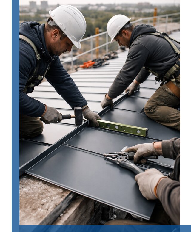 Монтаж фальцевой кровли в Реже для промышленных зданий