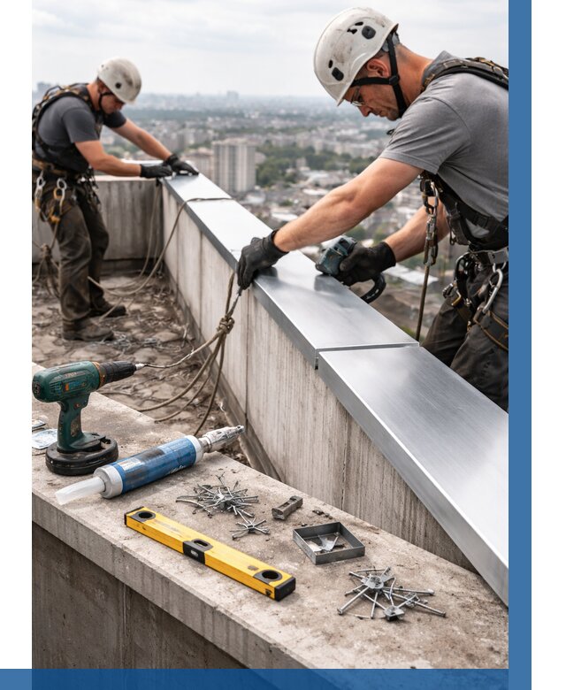 Монтаж парапетных крышек в Реже от 876 р. | ВЫСОТНИК-Реж