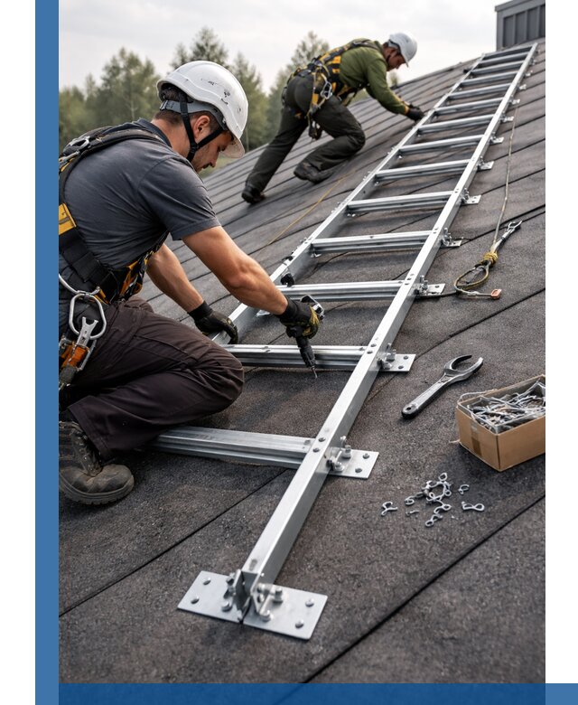 Профессиональный монтаж кровельной лестницы в Реже под ключ