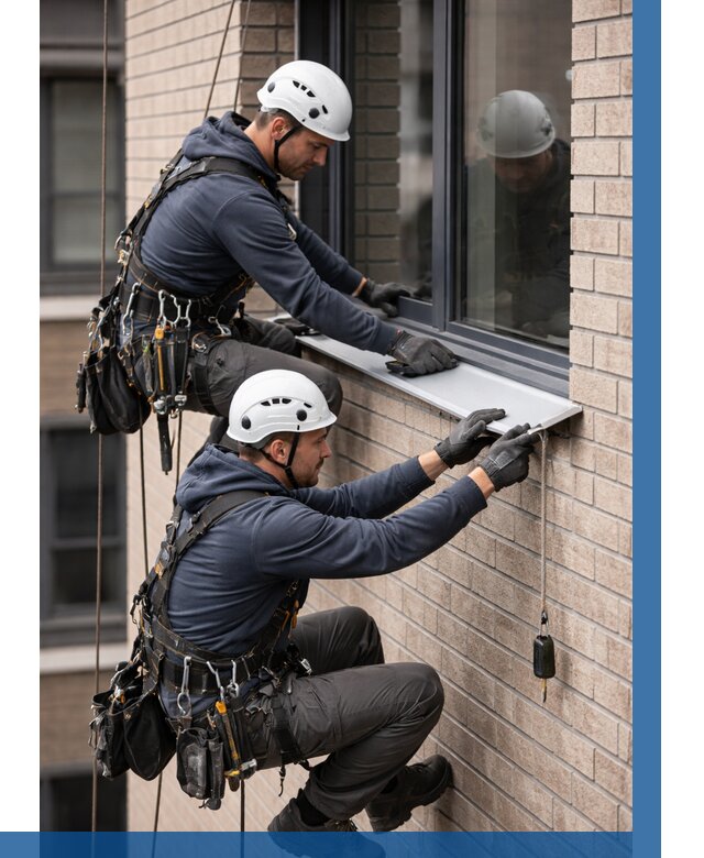 Монтаж оконных отливов под ключ в Реже от 3834 р. | ВЫСОТНИК-Реж