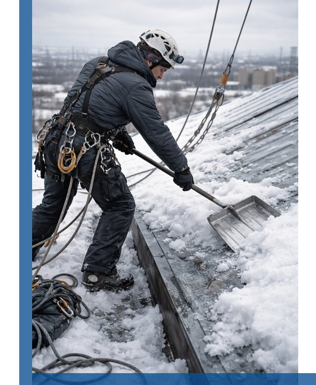 Профессиональная очистка кровли от снега и наледи в Реже