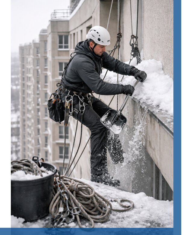 Очистка карнизов от снега в Реже от 329 р. | ВЫСОТНИК-Реж