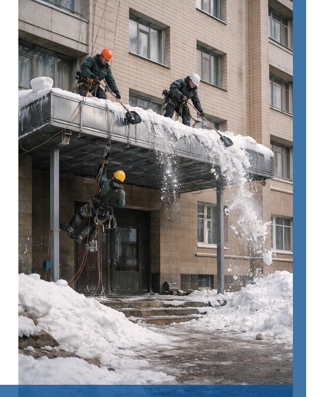 Очистка козырьков от снега в Реже от 3834 р. | ВЫСОТНИК-Реж