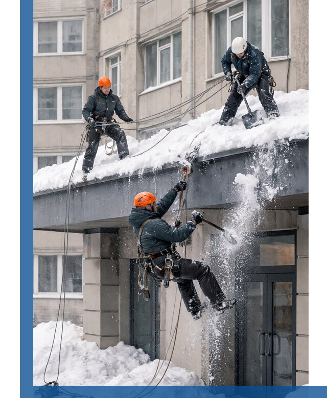 Безопасная очистка навесов от снега в Реже круглогодично