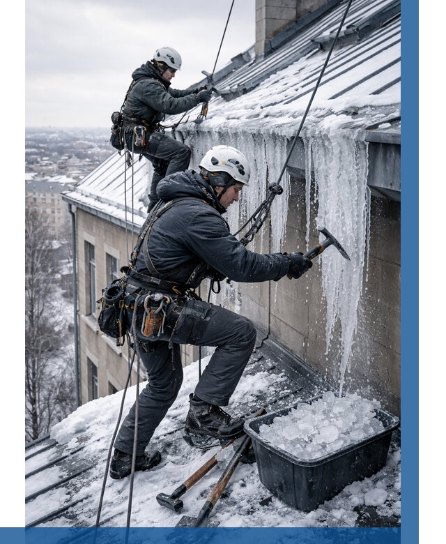 Удаление наледи с кровли в Реже от 6024 р. | ВЫСОТНИК-Реж