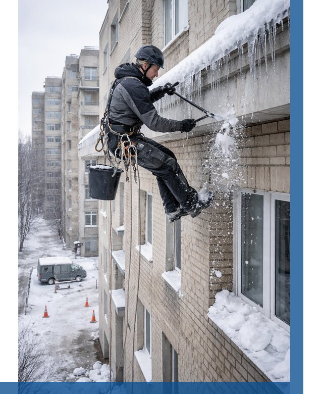 Удаление наледи с карнизов в Реже от 383 р. | ВЫСОТНИК-Реж