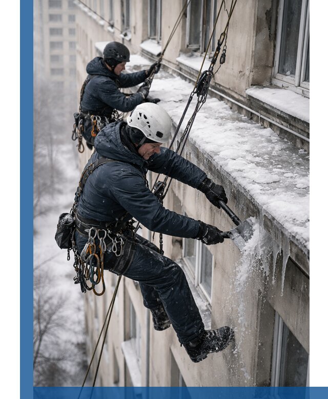 Удаление наледи и сосулек с карнизов в Реже профессионально