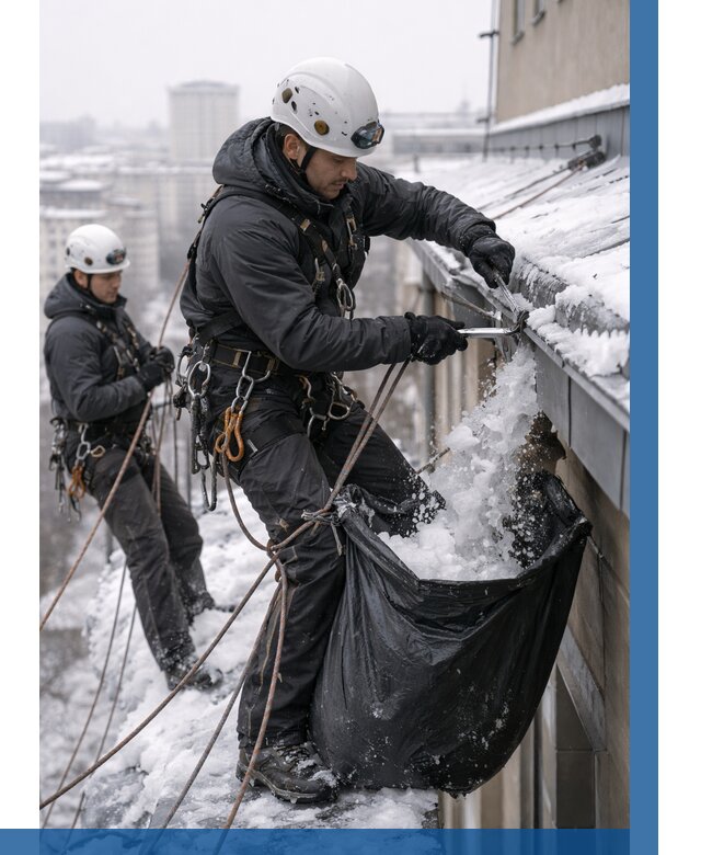 Аварийная очистка крыши в Реже под ключ от 329 р. | ВЫСОТНИК-Реж