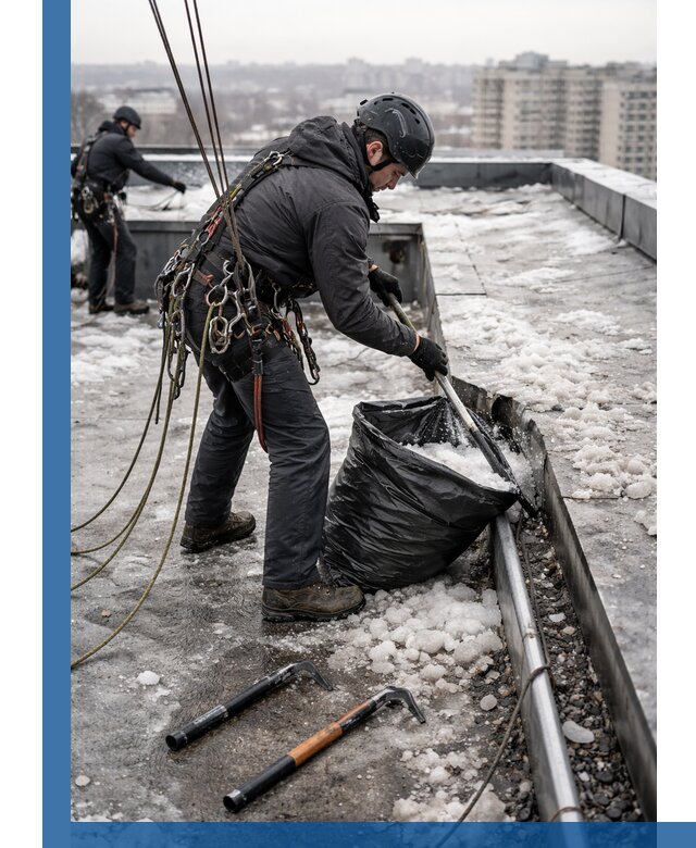 Аварийная очистка кровли в Реже от промальпинистов