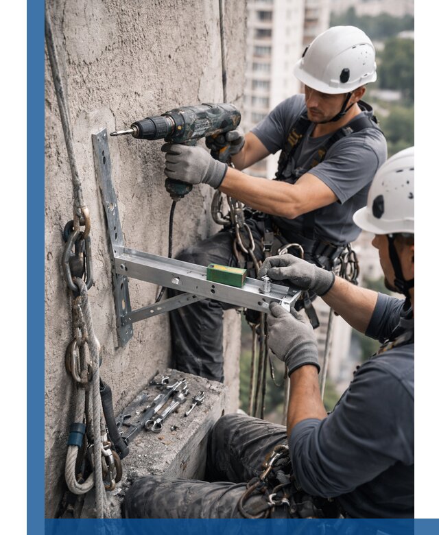 Установка кронштейнов кондиционера и крепежа в Реже