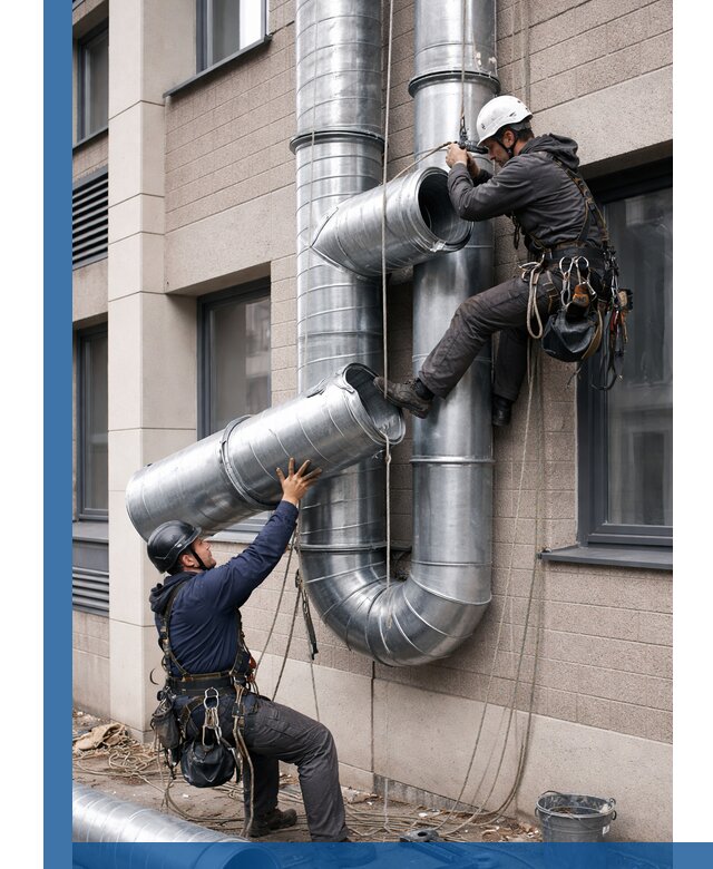 Монтаж фасадных воздуховодов в Реже с герметизацией и крепежом