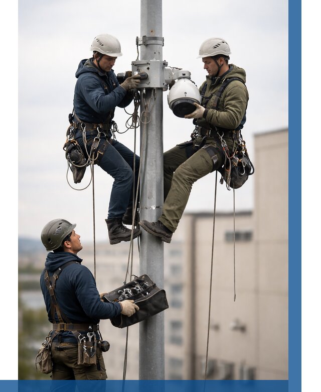 Установка видеокамер на мачте в Реже от 9310 р. | ВЫСОТНИК-Реж