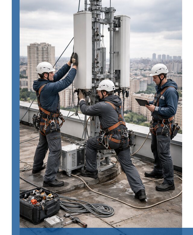 Монтаж антенн связи на крыше в Реже с вводом в эксплуатацию