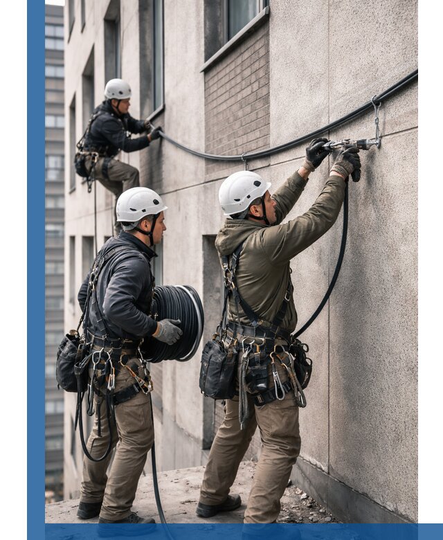 Прокладка кабеля по фасаду в Реже, профессиональный монтаж