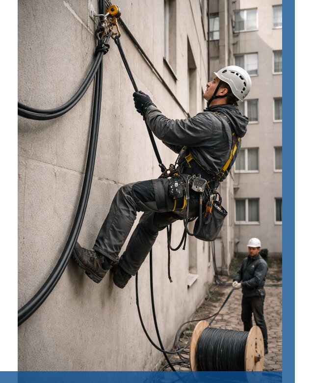 Протяжка кабеля питания на высоте в Реже от 493 р. | ВЫСОТНИК-Реж