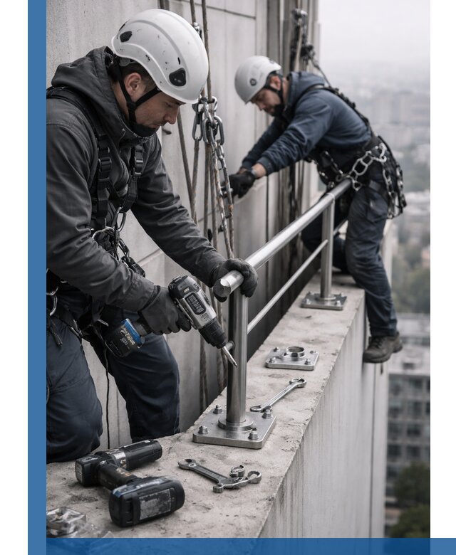 Монтаж перил на высоте в Реже для жилых и промобъектов