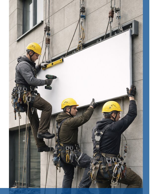 Монтаж рекламной вывески в Реже от 8762 р. | ВЫСОТНИК-Реж