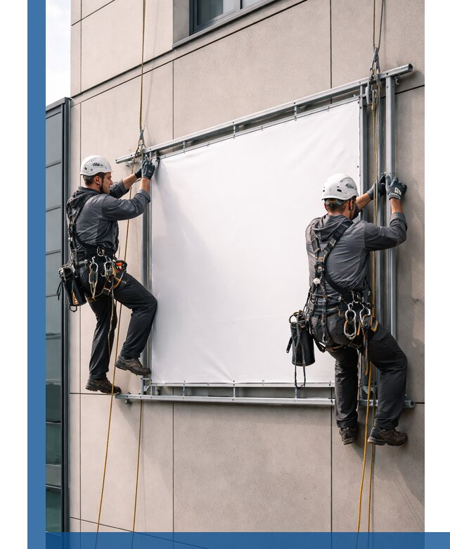 Монтаж наружной рекламной вывески в Реже под ключ