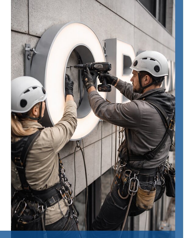 Монтаж световых букв в Реже от 3286 р. под ключ ВЫСОТНИК-Реж