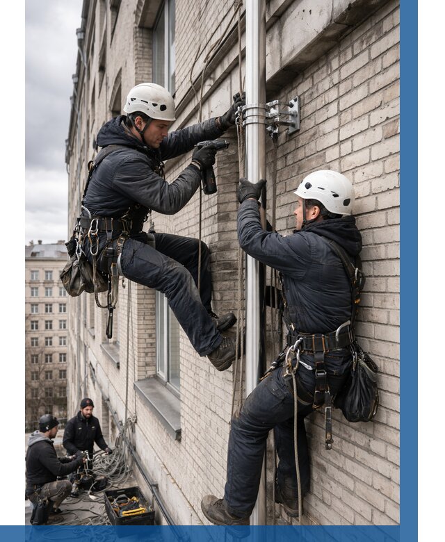 Монтаж флагштока на здании в Реже от 7119 р. | ВЫСОТНИК-Реж