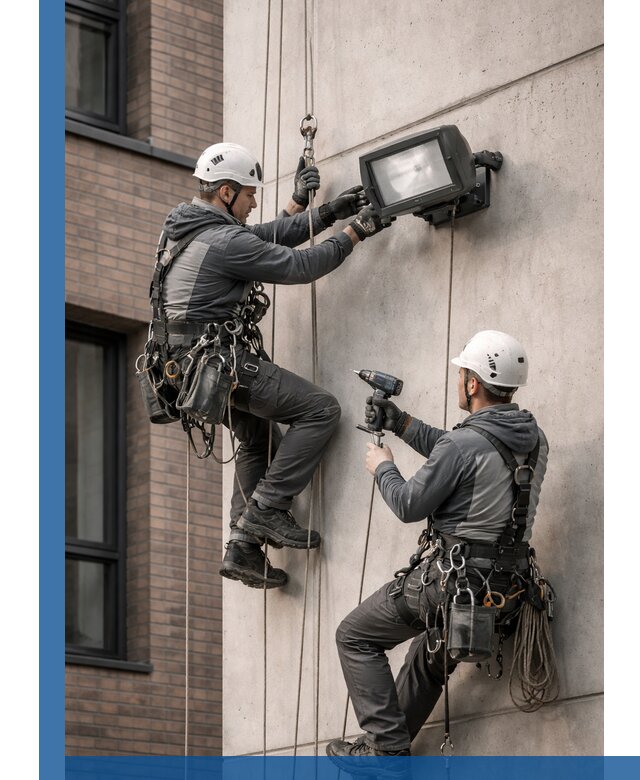 Профессиональный монтаж фасадных прожекторов в Реже под ключ