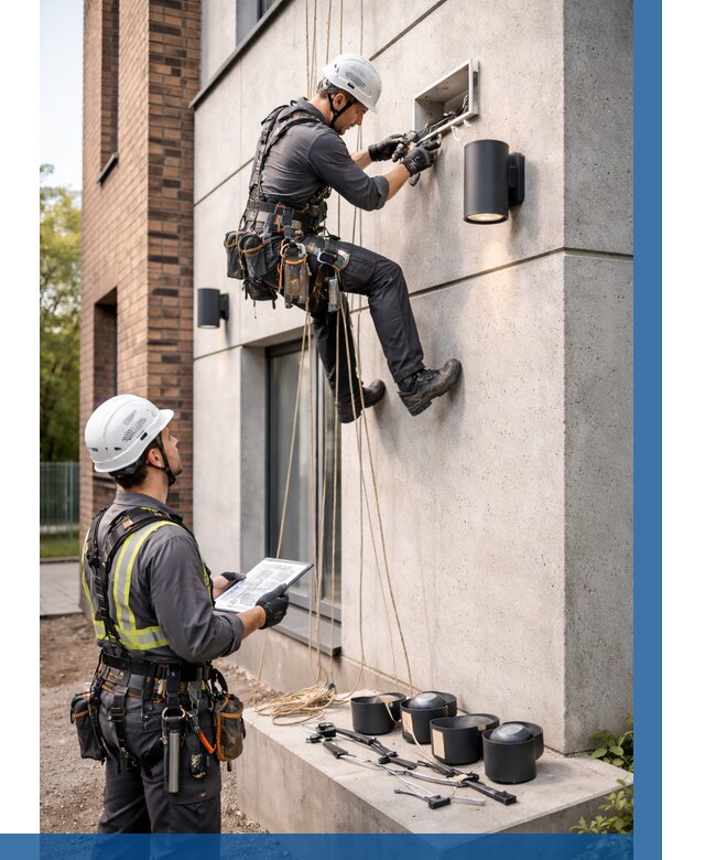 Монтаж фасадного освещения в Реже от 2738 р. | ВЫСОТНИК-Реж